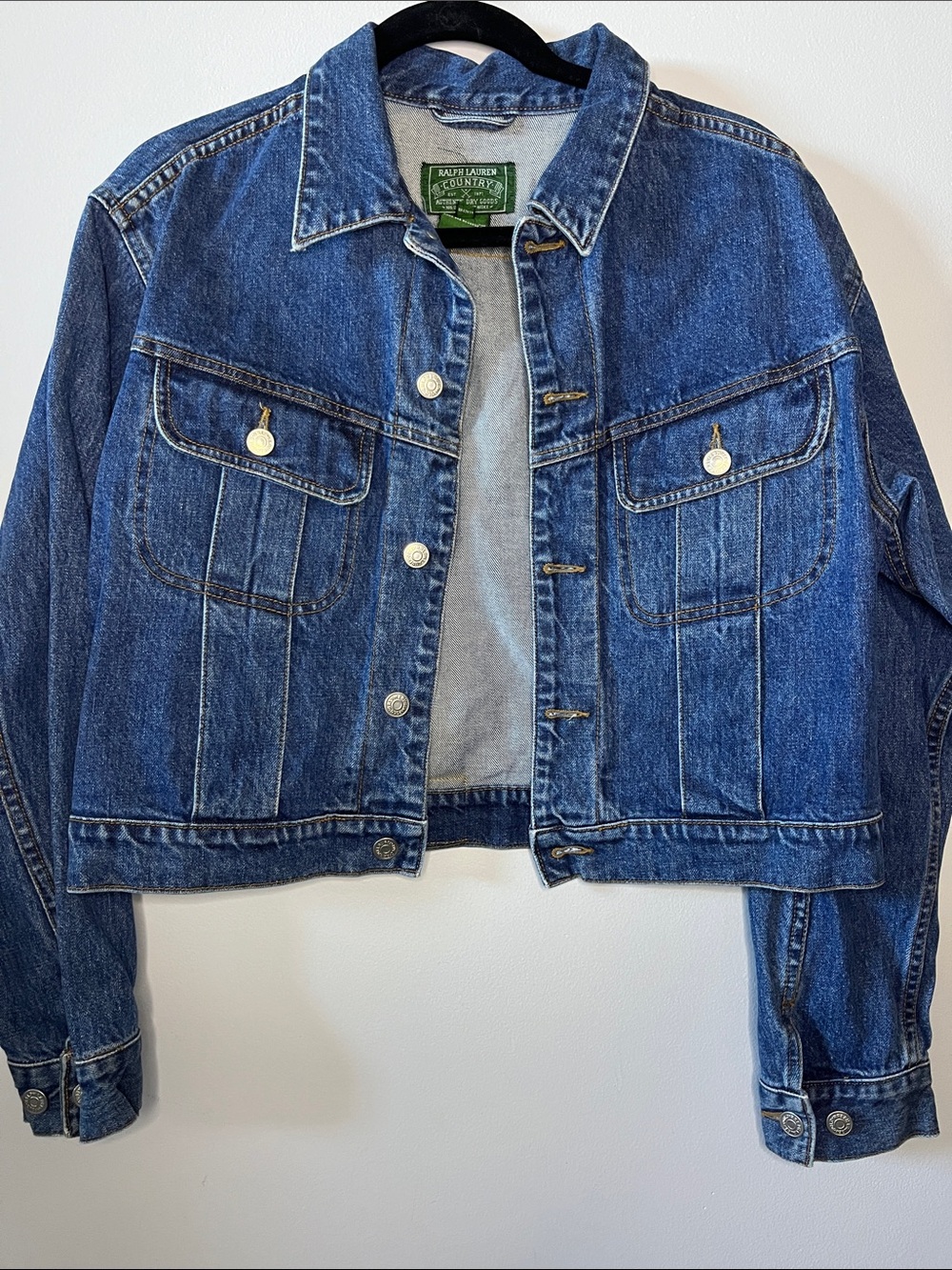 vintage 1990s Ralph Lauren Polo Country cropped denim jacket fall autumn
